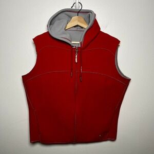 Nike Therma Fit Reversible Hooded Vest Textured Red Gray Boys size large 12-14